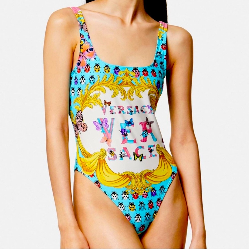🦋🐞 Versace X Dua Lipa 🐞🦋 Printed One-Piece Swimsuit Size 3